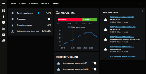 Мониторинг температуры холодильника.